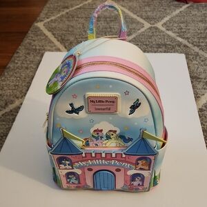 Loungefly My Little Pony Castle Mini Backpack - Blue and Pink. NWT